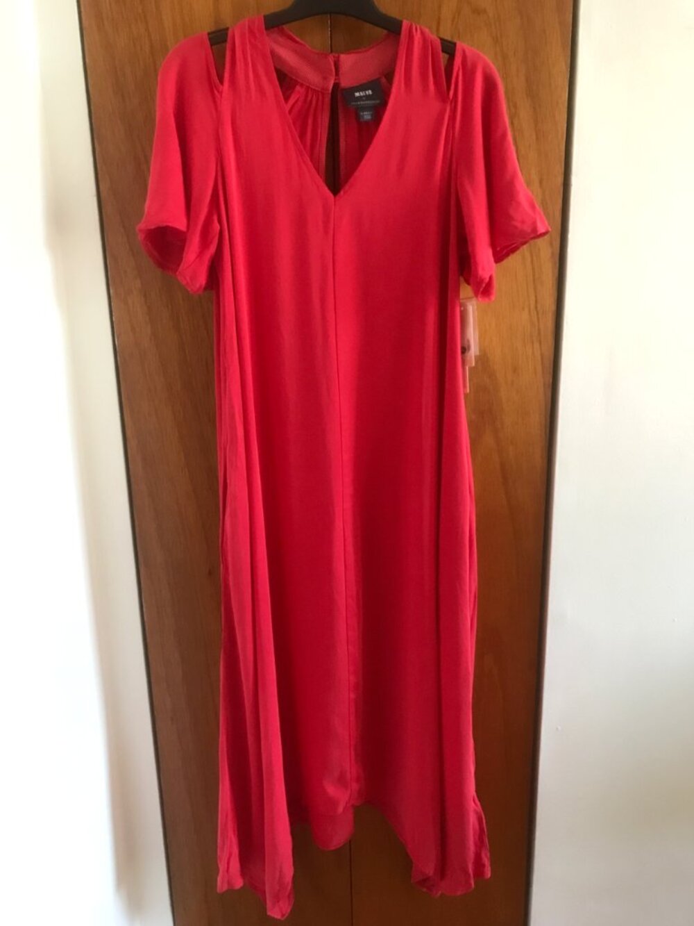 Anthropologie Maeve Georgiana Cold Shoulder Red Midi Maxi Dress XS Boho - Picture 4 of 14